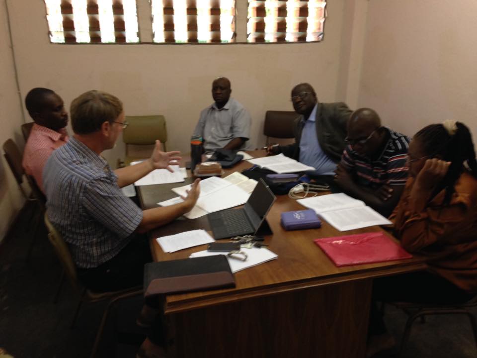 John Bell leading Langham Preaching training in Zimbabwe in December 2017.